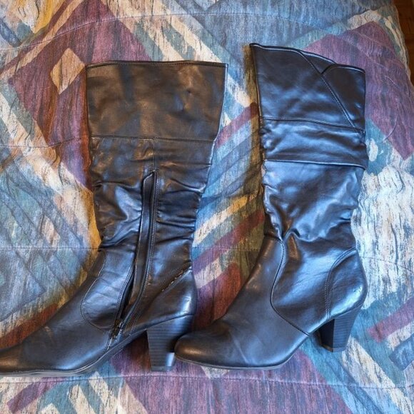 Classic Black Mid-Calf Boots – Fioni, Size 11, 2" Heel - Picture 2 of 5